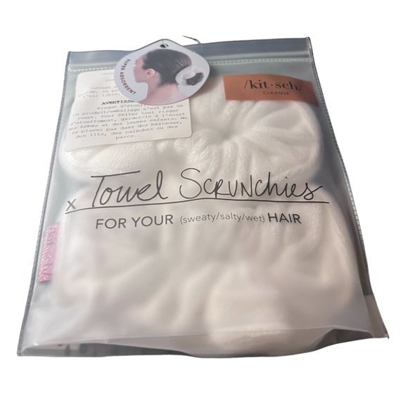 Women's Kitsch NWT Towel Microfiber Scrunchie 2 Pack White - Picture 3 of 3